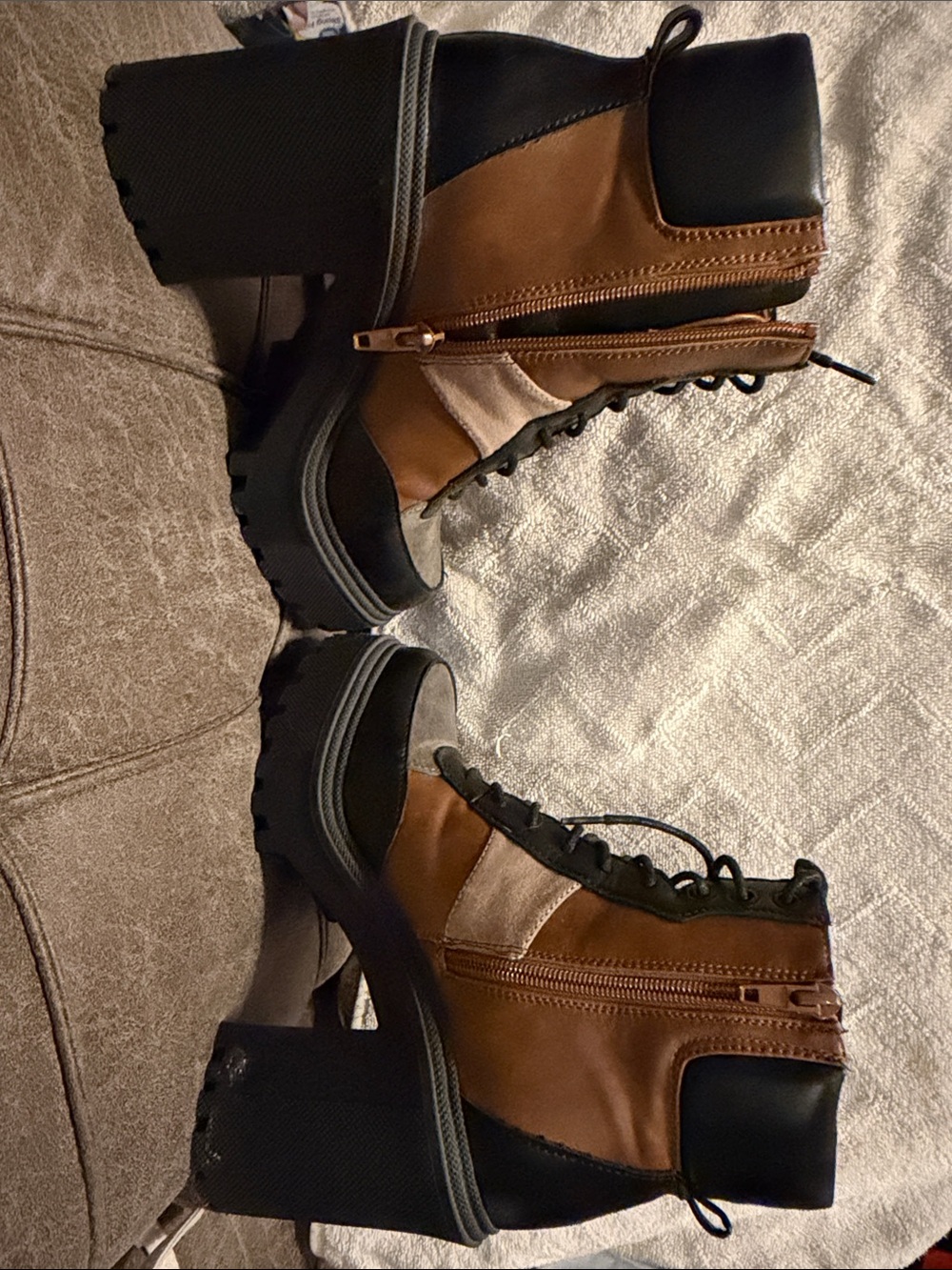 Steve Madden Tri-Tone Chunky Lace-Up Platform Boots - Picture 6 of 8